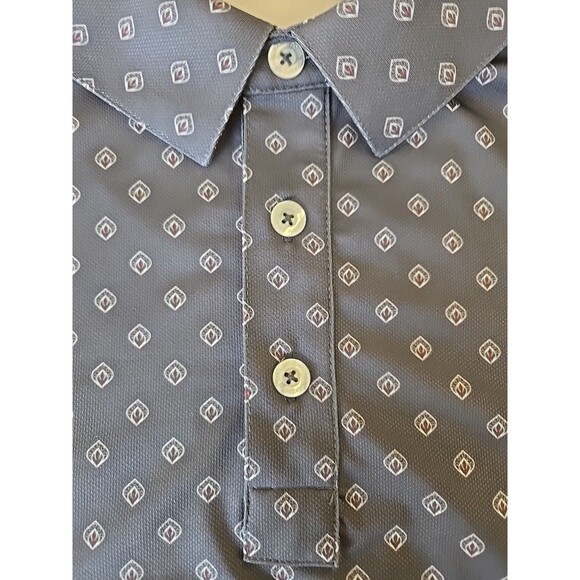 Straight Down Polo Shirt Mens XL Blue/Gray Golf Performance Geometric Argyle - Picture 4 of 6